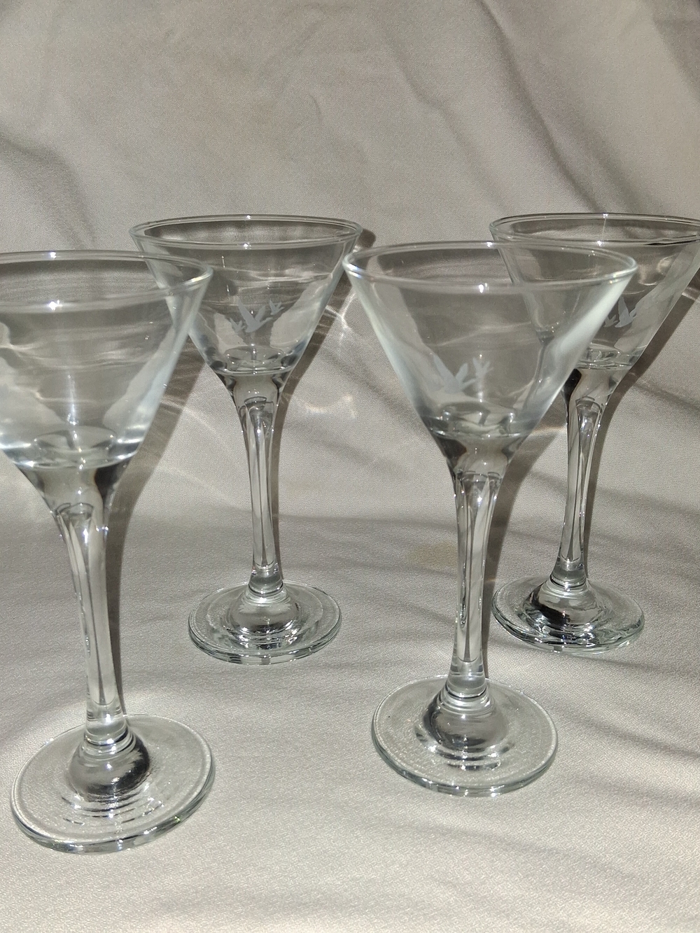 Grey Goose Clear Etched Stemmed Cocktail Glasses - Set of 4